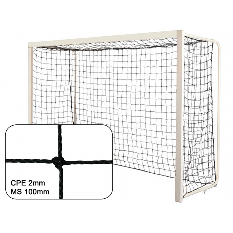Filets de handball pour mini buts cablés 2mm maille simple 100mm (la paire)