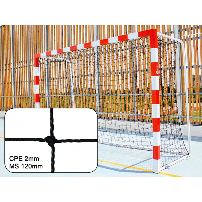 Filets de handball cablés 2mm maille simple 120mm (la paire)
