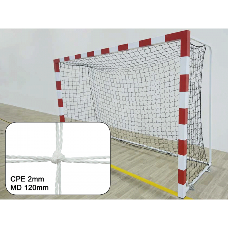 Filets de handball cablés 2mm maille double 120mm (la paire)