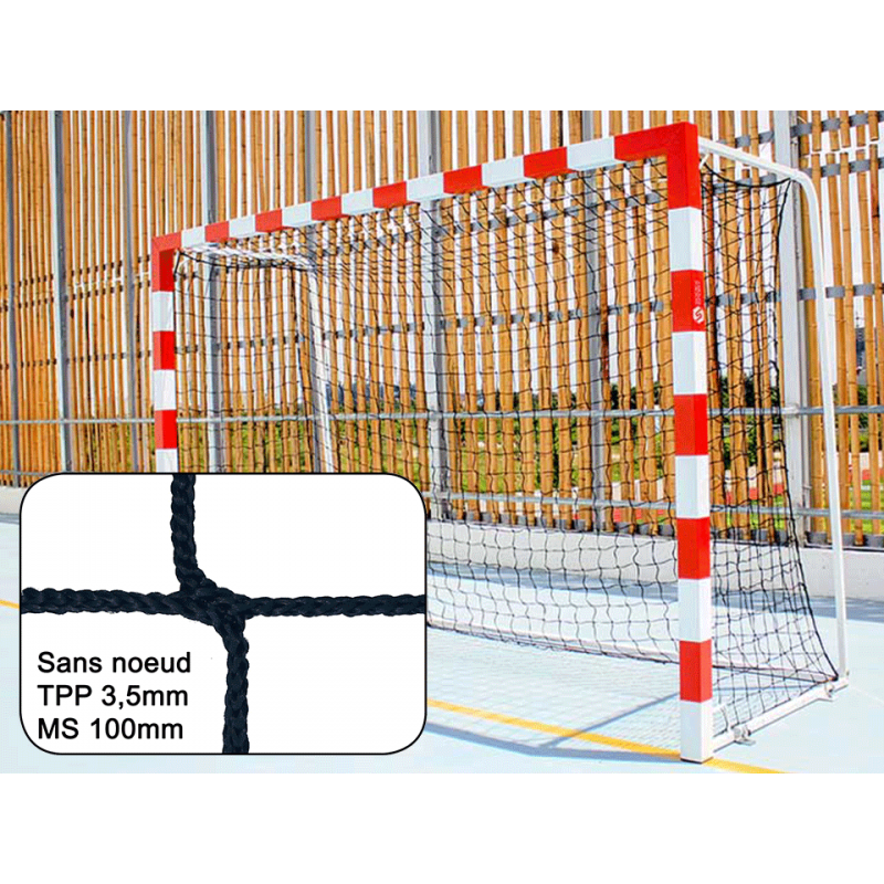 Filets de handball tressés 3,5mm maille simple 100mm sans noeud (la paire)
