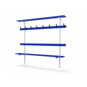 Banc mural avec dossier, porte-patères et porte-sacs (prix au mètre linéaire)