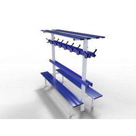 Banc central avec dossier, porte-patères et porte-sacs (prix au mètre linéaire)