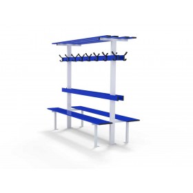 Banc central avec dossier, porte-patères et porte-sacs (prix au mètre linéaire)