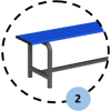 Banc en acier plastifié gris et bleu 2m