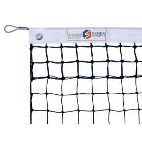 Filet de tennis polyéthylène noir Ø4mm sans nœud, bande de périmètre  renforcée