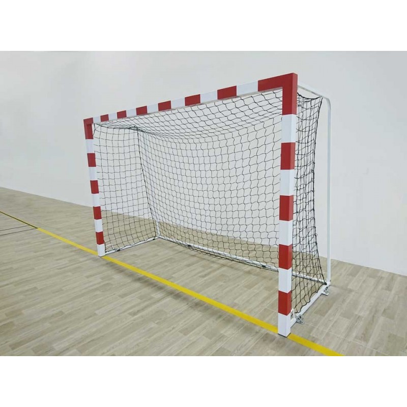 Buts de handball Compétition mobiles en acier Galvanisé. Peint rouge et blanc (la paire)