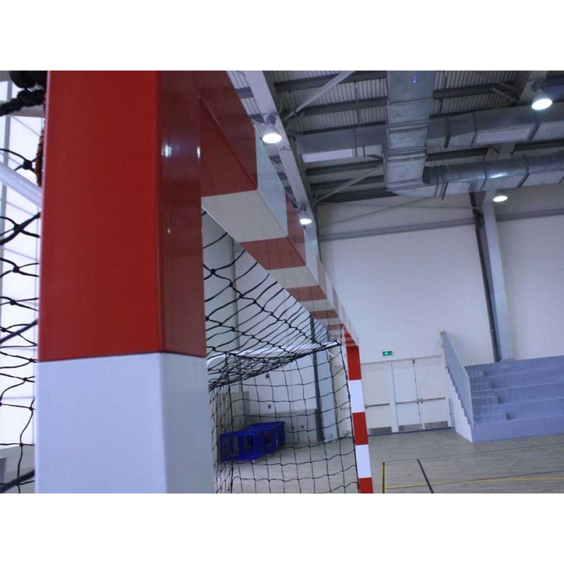 Buts de handball Compétition à sceller en acier galvanisé. Peint rouge et blanc. Sans fourreaux (la paire)