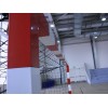 Buts de handball Compétition mobiles en monobloc en acier galvanisé. Peint rouge et blanc (la paire)