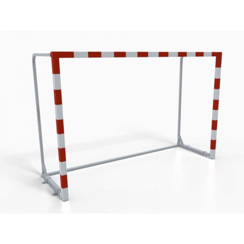 Buts de handball Premium repliables de compétition avec arceaux et glissière pour fixation du filet, en aluminium (la paire)